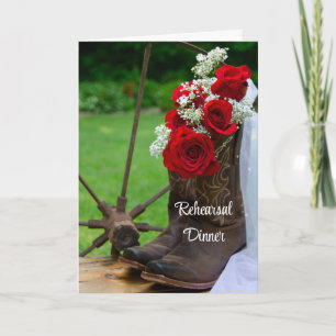 Invitación Rustic Roses Boots Western Rehearsal Dinner