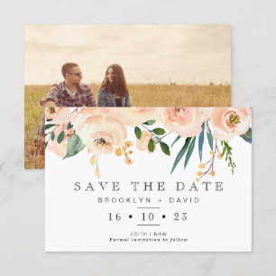 Invitación Rustic Rubor Floral Wedding Save the Date Card