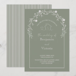 Invitación Rustic Sage Green Floral Wedding Invitation