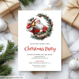Invitación Rustic Santa Claus Pine Wreath Holiday Party  