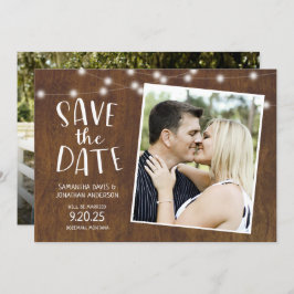 Invitación Rustic Save the Date Country Lights Photo