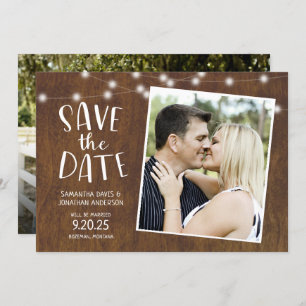 Invitación Rustic Save the Date Country Lights Photo