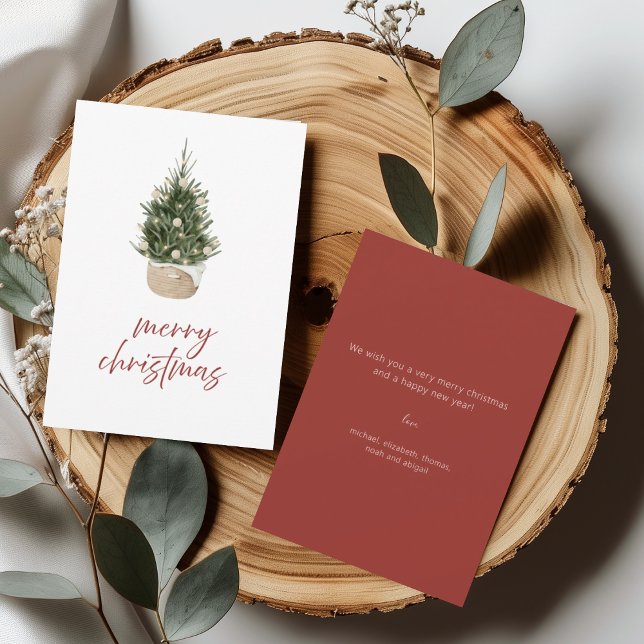 Invitación Rustic Scandi Christmas Tree Family Holiday Card (Subido por el creador)