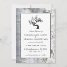 Invitación Rustic Silver Birch Tree Baby