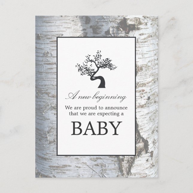 Invitación Rustic Silver Birch Tree Baby (Anverso)