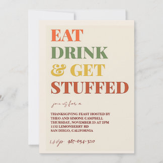 Invitación Rustic Simple Thankding Dinner Festín Fiesta Invi