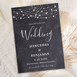 Invitación Rustic Slate String Lights County QR Code Boda