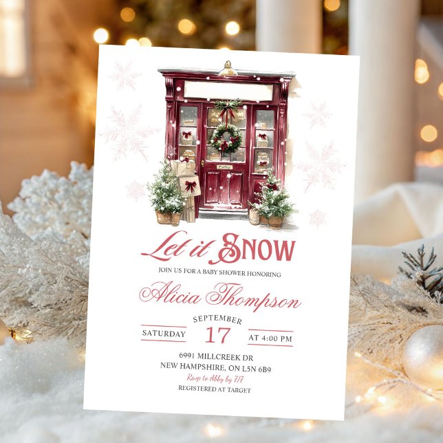 Invitación Rustic Storefront Let It Snow Girl Baby Shower (Subido por el creador)