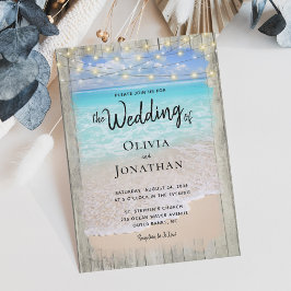 Invitación Rustic String ilumina la boda de destino de la pla