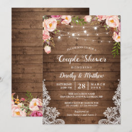 Invitación Rustic String ilumina la ducha de la pareja floral