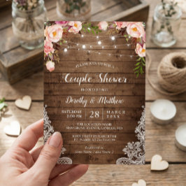 Invitación Rustic String ilumina la ducha de la pareja floral