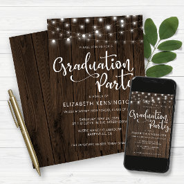 Invitación Rustic String ilumina la fiesta de graduación de m