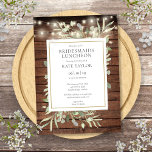 Invitación Rustic String ilumina la vegetación Bridesmaids Lu<br><div class="desc">Con delicadas hojas de color agua verde sobre un fondo rústico de madera,  esta invitación a almorzar de damas de moda puede ser personalizada con su información especial de eventos de celebración. Diseñado por Thisisnotme©</div>