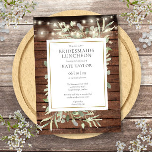 Invitación Rustic String ilumina la vegetación Bridesmaids Lu
