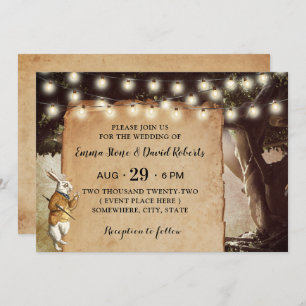Invitación Rustic String Lights & Tree Fairy Tale Boda