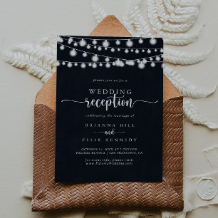 Invitación Rustic String Lights Wedding Reception