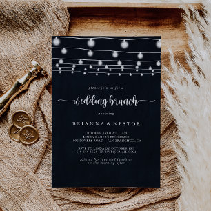 Invitación Rustic String Luces Boda Brunch