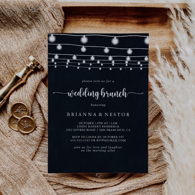 Invitación Rustic String Luces Boda Brunch (Subido por el creador)