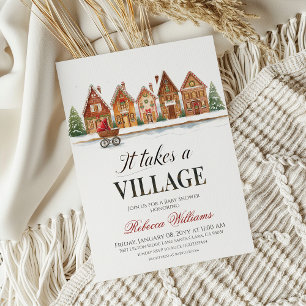 Invitación Rustic Stroller Village alberga Baby Shower de inv