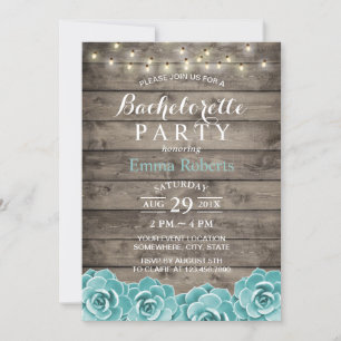 Invitación Rustic Succulum Floral String Lights Bachelorette