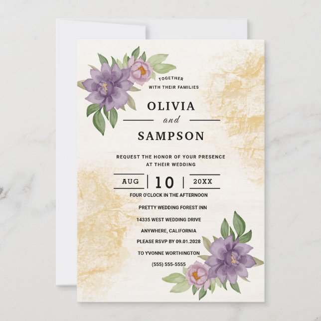 Invitación Rustic Summer aesthetic Wildflower Wedding (Anverso)