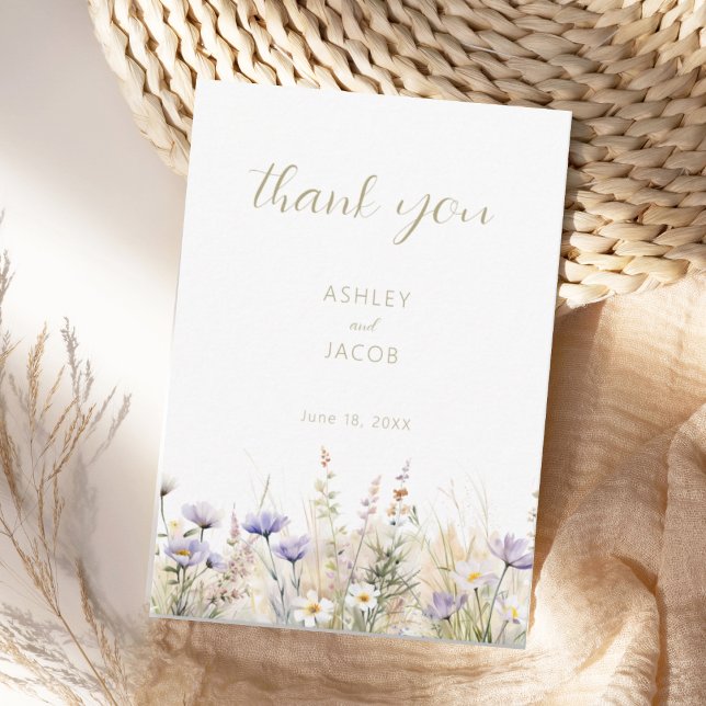 Invitación Rustic Summer Meadow Wildflower Wedding Thank You  (Subido por el creador)