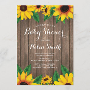 Invitación Rustic Sunflower Baby Shower