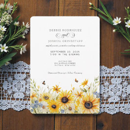 Invitación Rustic Sunflower Barn Fall Wedding Invitation 
