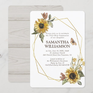 Invitación Rustic Sunflower Floral First Community