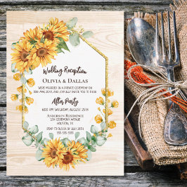 Invitación Rustic Sunflower Floral Wedding Reception