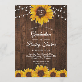 Invitación Rustic Sunflower Ilumina fiesta de graduación de m