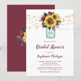 Invitación Rustic Sunflower Ilumina Mason Jar Bridal Shower