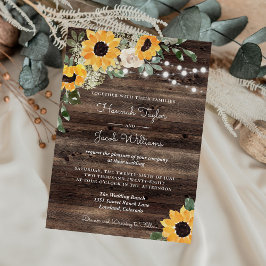 Invitación Rustic Sunflower String ilumina a Boda de madera
