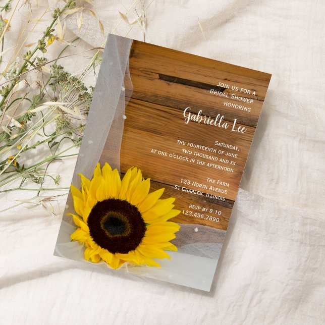 Invitación Rustic Sunflower Veil Country Bridal Shower (Subido por el creador)