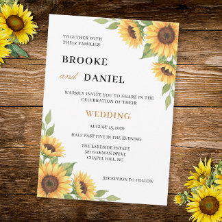 Invitación Rustic Sunflower Watercolor Floral Country Wedding