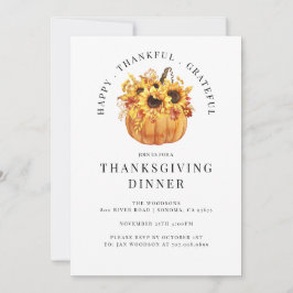 Invitación Rustic Sunflowers Calabaza Día de Acción de Gracia