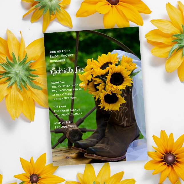 Invitación Rustic Sunflowers Cowboy Boots Ranch Bridal Shower (Subido por el creador)