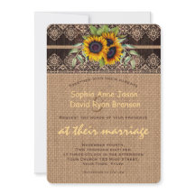 Rustic Sunflowers Lace Burlap Wood Wedding