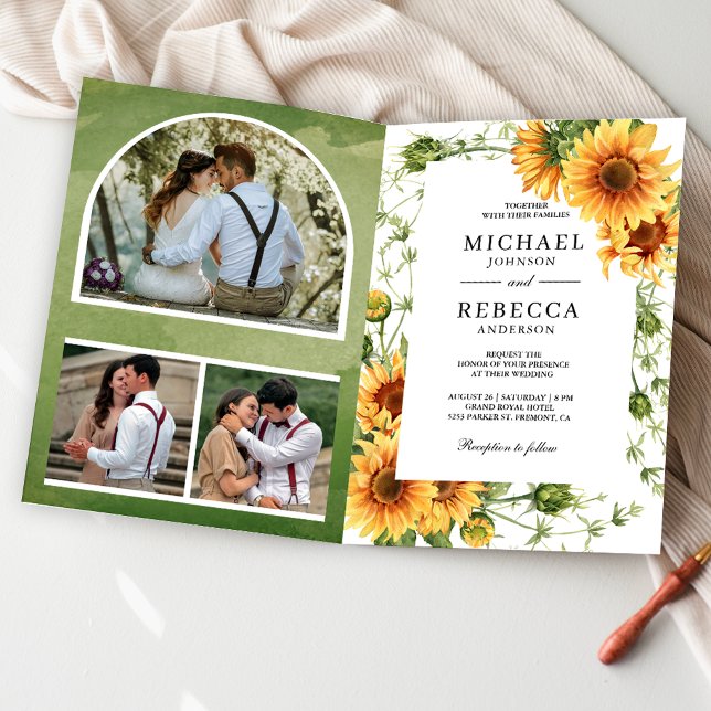 Invitación Rustic Sunflowers Photo Arch QR Code Wedding (Subido por el creador)