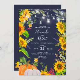 Invitación Rustic Sunflowers String ilumina la marina de cala