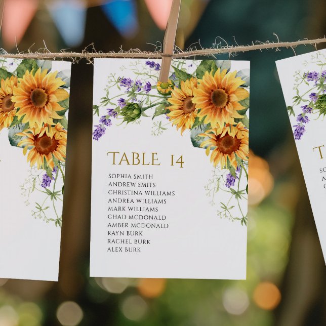 Invitación Rustic Sunflowers Wedding Seating Chart Cards (Subido por el creador)