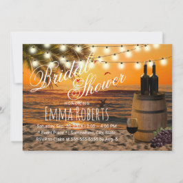 Invitación Rustic Sunset Palm Beach Wine Barrel Bridal Shower