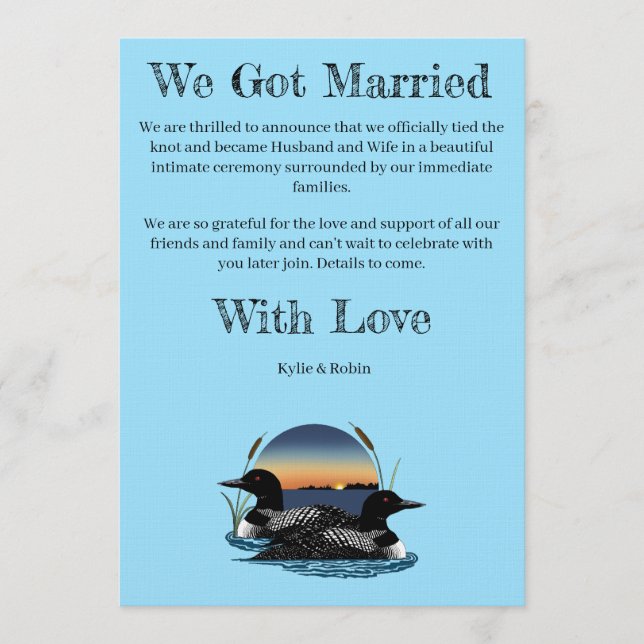 Invitación Rustic Sunset Vintage Loons Lake  (Anverso)