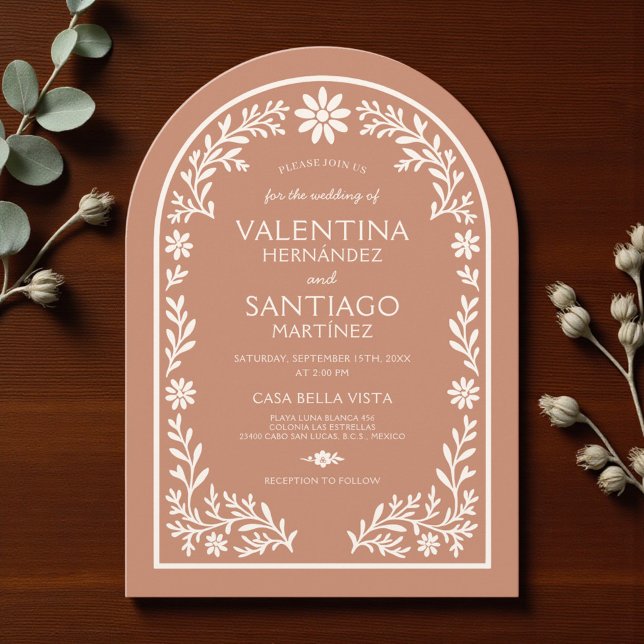 Invitación Rustic Talavera Terracotta Mexican Floral Wedding (Subido por el creador)