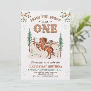 Invitación Rustic Tan Woodland Cómo Oeste fue un primer cumpl