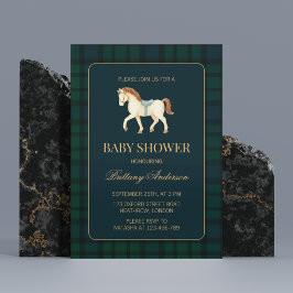 Invitación Rustic Tartan Plaid Horse Baby Shower 