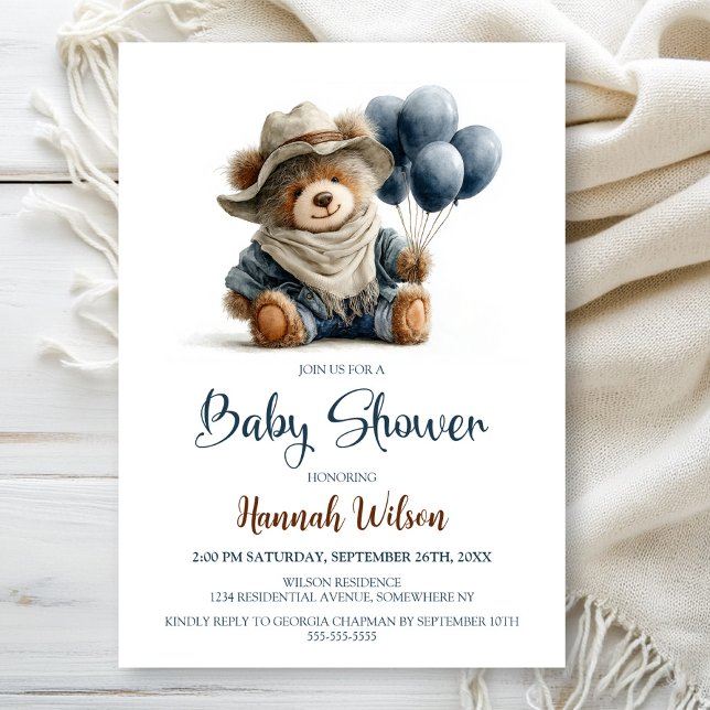 Invitación Rustic Teddy Bear Baby Shower Invitation (Subido por el creador)