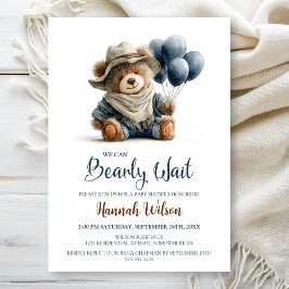 Invitación Rustic Teddy Bear We Can Bearly Wait Baby Shower