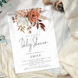 Invitación Rustic Terracotta Florals Baby Shower