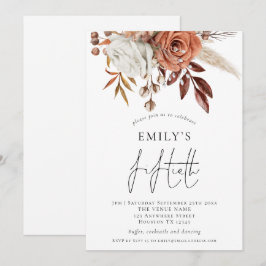 Invitación Rustic Terracotta Florals Fiesta de los 50 Años